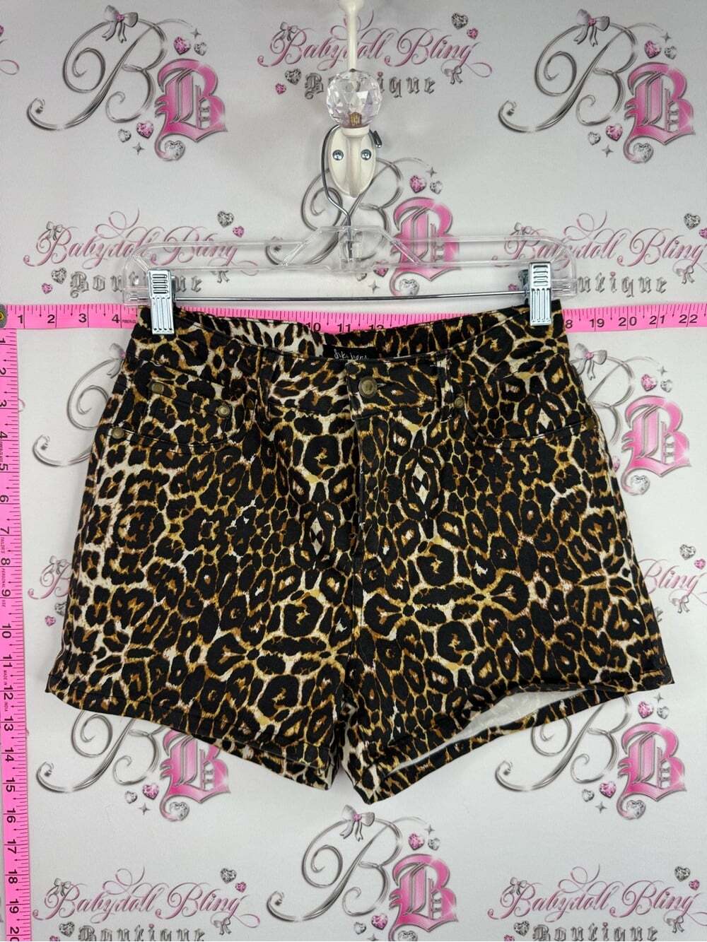 SUKO JEANS shorts cheetah Leopard Print Jean Shorts - Black & Brown